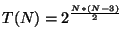 $\displaystyle T(N) = 2^{ \frac{N *(N-3)}{2}}$
